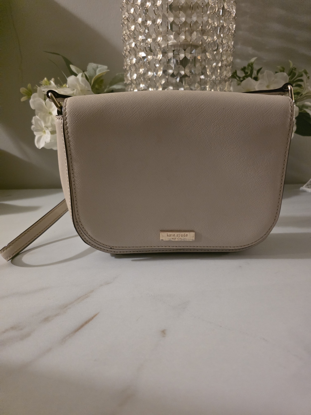 kate spade Pebbled Leather Crossbody Bag in Light Beige
